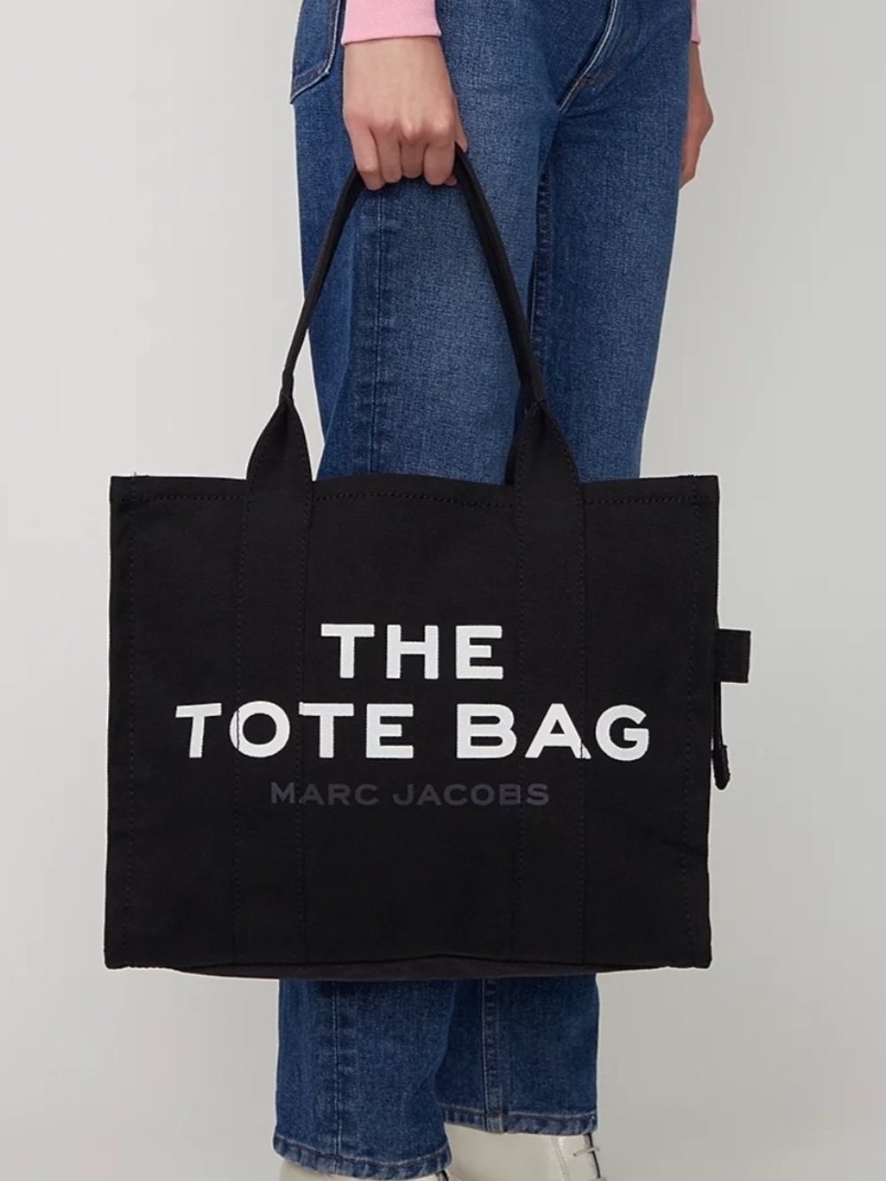 Marc Jacobs Black Canvas Large Tote with Bold White Logo